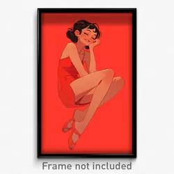 Art Poster - Woman Feeling Friendliness Wearing Fluid Ballet Slippers (Print)