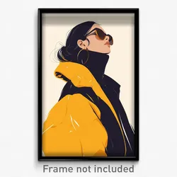 Art Poster - Woman Feeling Calmness Wearing Comfortable Sunglasses (Print)