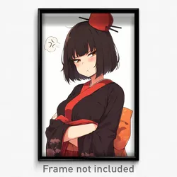 Anime Art Poster - Woman Feeling Annoyed Wearing Rectangular Mini Hat (Print)