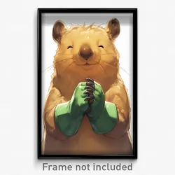 Art Poster - Quokka Feeling Cynicism Wearing Economic Green Gloves