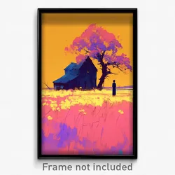 Art Poster - Simplistic Farm (Psychedelic Trippy Weird 11x17 Print)