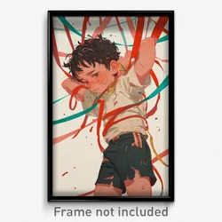 Art Poster - Boy Feeling Thrilled Wearing Hurt Holding Ribbon