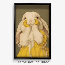 Art Poster - Angora Rabbit Feeling Epiphany Wearing Crying Yellow Gloves