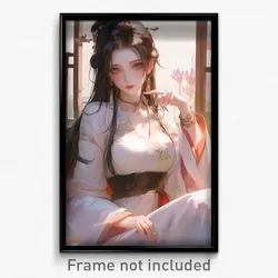 Anime Art Poster - Woman Feeling Attentiveness, Sophisticated Pinching Sleeves