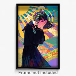 Anime Art Poster - Woman Feeling Sorrow, Glaring Nanamori School Uniform (Print)