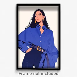 Art Poster - Woman Feeling Offended Wearing Blue Buckle (Print)