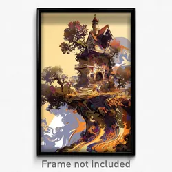 Art Poster - Swirly Mansion (Psychedelic Trippy Weird 11x17 Print)