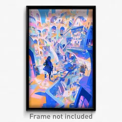 Art Poster - Light Blue Heights (Psychedelic Trippy Weird 11x17 Print)