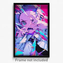 Anime Art Poster - Girl Feeling Suspicious, Delightful White Necktie (Print)
