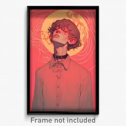 Art Poster - Man Feeling Adoration Wearing Smooth Pink Choker (Print)