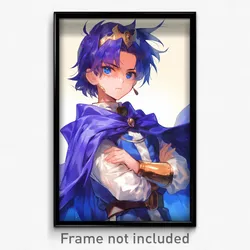 Anime Art Poster - Boy Feeling Embarrassment Wearing Royal Blue Cloak (Print)