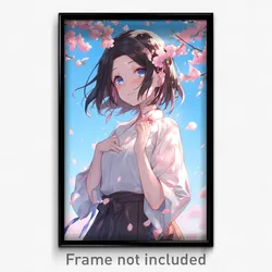 Anime Art Poster - Girl Feeling Reluctant Wearing Royal Cherry Blossoms (Print)