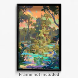 Art Poster - Familiar Bayou (Psychedelic Trippy Weird 11x17 Print)
