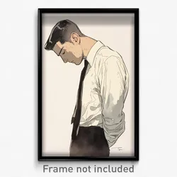Art Poster - Man Feeling Melancholy Wearing Klutzy Short Necktie (Print)