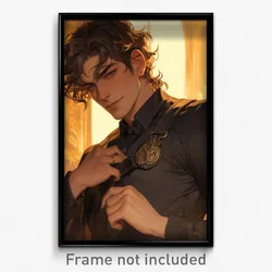 Art Poster - Men Feeling Driven Wearing Tasteful Button Badge