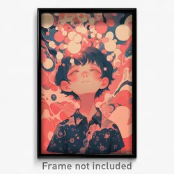 Art Poster - Boy Feeling Astonished Wearing Remarkable Pink Dress (Print)