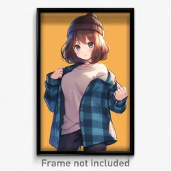 Anime Art Poster - Girl Feeling Hospitable, Illustrious Baggy Clothes (Print)