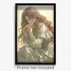 Anime Art Poster - Girl Feeling Regret Wearing Aged Frilled Dress (Print)