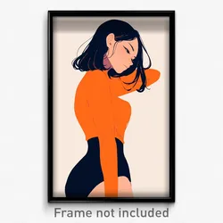 Art Poster - Girl Feeling Vengeful Wearing Grumpy Orange Bodysuit