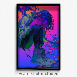 Anime Art Poster - Boy Feeling Agitation Wearing Drab Clothes Lift (Print)