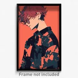 Anime Art Poster - Man Feeling Indifference Wearing Quizzical Print (Print)