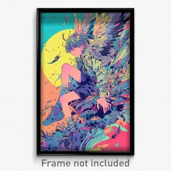 Anime Art Poster - Boy Feeling Irritated, Sparkling Asymmetrical Wings (Print)