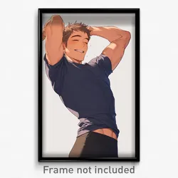 Anime Art Poster - Man Feeling Glee Wearing Worn Yoga Pants (Print)