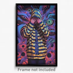 Art Poster - Man Feeling Anxious Wearing Striped Living Clothes (Print)