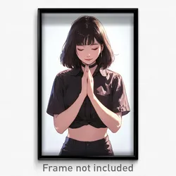 Anime Art Poster - Woman Feeling Gratitude, Idealistic Cropped Shirt (Print)