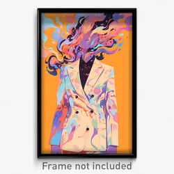 Art Poster - Woman Feeling Sentimentality Wearing Small White Suit (Print)