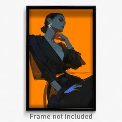 Art Poster - Woman Feeling Bitter Wearing Glorious Clothes Around Waist (Print)
