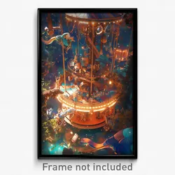Art Poster - A Whimsical Carousel With Magical Creatures As Riders