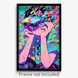 Anime Art Poster - Boy Feeling Worried Wearing Brown Mini Hat (Print)