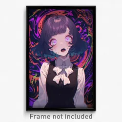 Anime Art Poster - Girl Feeling Overwhelmed Wearing Classic White Bowtie (Print)