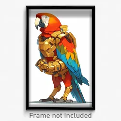 Anime Art Poster - Macaw Feeling Amusement Wearing Pushing Gold Armor