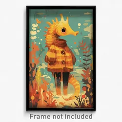 Art Poster - Seahorse Feeling Friendliness Wearing Decisive Striped Jacket