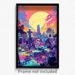 Art Poster - Dreary Graveyard (Psychedelic Trippy Weird 11x17 Print)