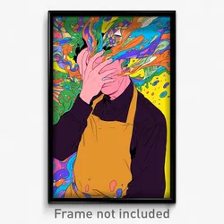 Art Poster - Man Feeling Resignation Wearing Modern Brown Apron (Print)