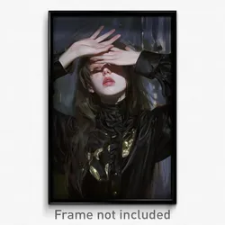 Art Poster - Girl Feeling Helpless Wearing Gorgeous Black Jacket (Print)