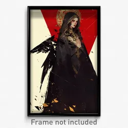 Art Poster - Woman Feeling Dislike Wearing Reasonable Black Wings (Print)