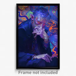 Art Poster - Man Feeling Brooding Wearing Enchanting Heart Button (Print)