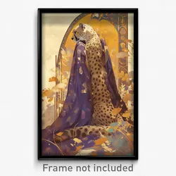 Art Poster - Cheetah Feeling Admiration Wearing Glittering Purple