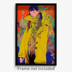 Art Poster - Girl Feeling Empathy Wearing Adorable Yellow Coat (Print)