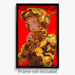 Anime Art Poster - Girl Feeling Discomfort Wearing Tremendous Gold Armor (Print)