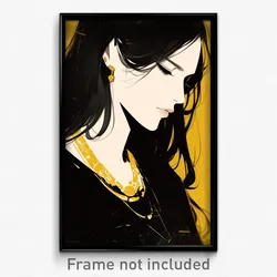 Anime Art Poster - Girl Feeling Sentimentality, Strange Gold Necklace (Print)