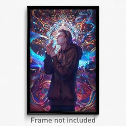 Anime Art Poster - Man Feeling Fascination Wearing Slim Brown Hoodie (Print)