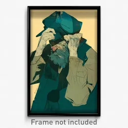 Art Poster - Man Feeling Anticipating Wearing Vexed Aqua Headwear