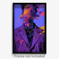 Art Poster - Man Feeling Joviality Wearing Unkempt Purple Jacket (Print)