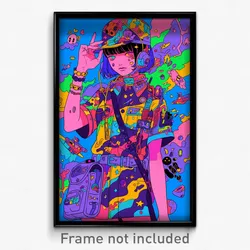 Anime Art Poster - Woman Feeling Depressed, Extra Large Military Uniform (Print)