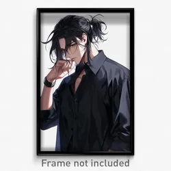 Anime Art Poster - Man Feeling Attraction, Sophisticated Black Scrunchie (Print)